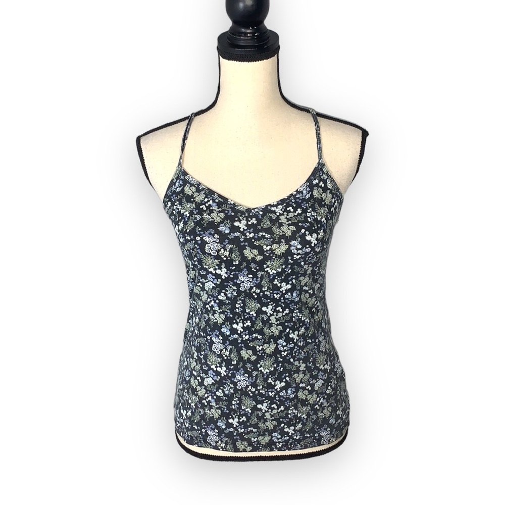 Garage Navy Floral Racerback Camisole Tank Top Size Medium